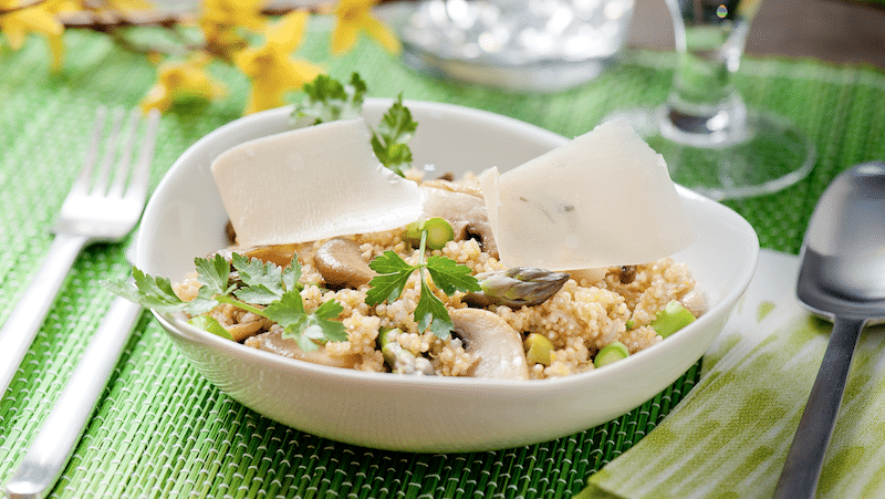 Quinotto Risotto De Quinoa Aux Champignons Asperges Sequoia